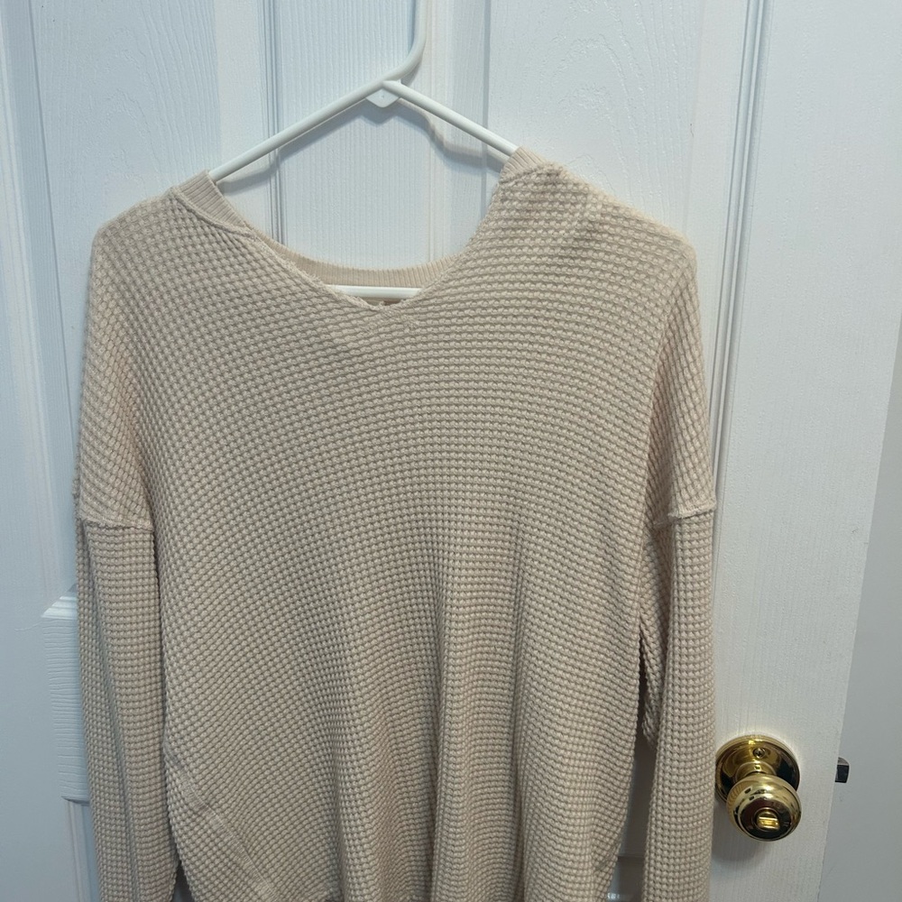 Chic Beige V-Neck Women's Sweater
